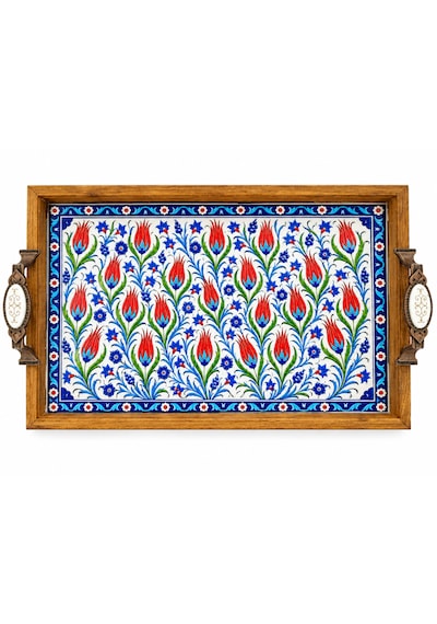 Ahşap Tepsi Cam Baskılı 28x44