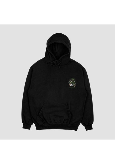Unisex Siyah Zoro Baskılı Hoodie Oversize Kapşonlu Sweatshirt Siyah