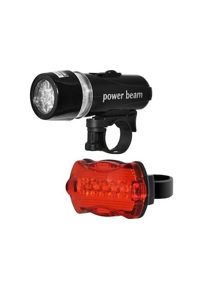 Powerbeam Ön-Arka Bisiklet Led Far-Stop Lambası. Işık Seti Siyah