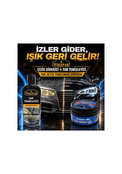 Çizik Giderici Cila Ve Far Temizleyici Seti Carnauba Waxlı Araç Bakım İkilisi