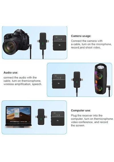 Sx31 Kablosuz Yaka Mikrofonu 3 İn1 Apple Uyumlu iPhone Type-c Ve Jack