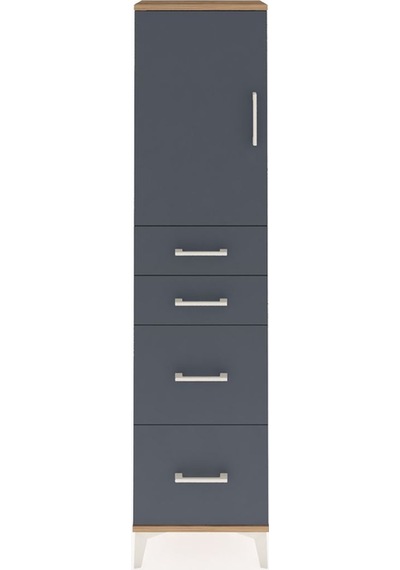 Arges Dolap Tek Raflı 4 Çekmeceli Tek Kapaklı 44x30x182 Çam-a... Çam