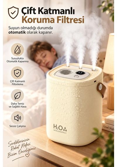 Exenar - Yeşil - Şarjlı Ultrasonic Hava Nemlendirici Buhar Makinesi 1500ml Şarjlı Buhurdanlık