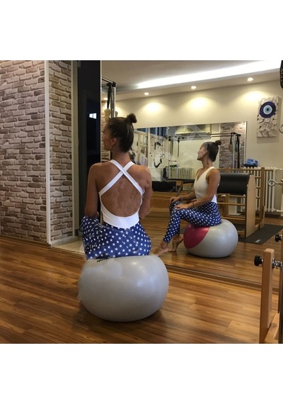 Lismina Kalın Tek Çapraz Askılı Sırt Dekolteli Spor Tayt Tulum Beyaz - Mavi