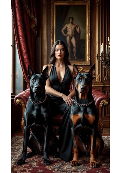 Model Kadın Ve Köpekler 1 Ev Duvar Salon Güzellik Salonu Ofis Dükkan Dekarasyon Kanvas Tablo