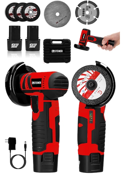 Steiner 12v 2 Ah Çift Akülü Mini Avuç İçi Spirali Ve Şarjlı Avuç Taşlama Makinesi Kırmızı