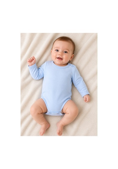 H&c Coolboy H&c Uzun Kollu Omuz Çıtçıtlı Bebek Body %100 Pamuk Mavi