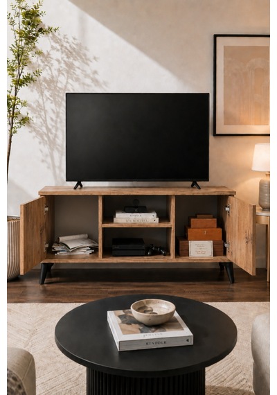 Vermo Tv Sehpası Tv Ünitesi Televizyon Sehpası Çam 110 Cm Kahverengi