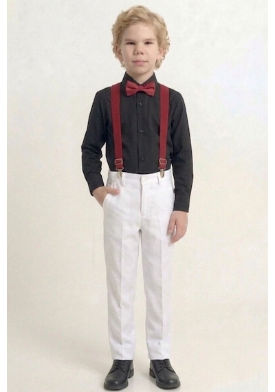 Mnk Baby & Kids Beyaz Pantolon Gömlekli Erkek Çocuk Takım M00809 Siyah