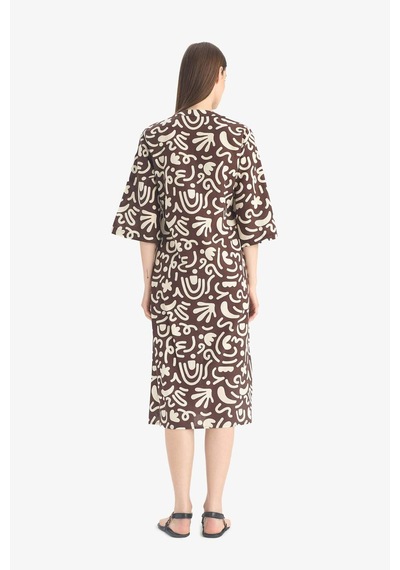 DeFacto 	Regular Fit Desenli Pamuklu Midi Plaj Elbisesi-Fall in Love E5099AX25SPBN341