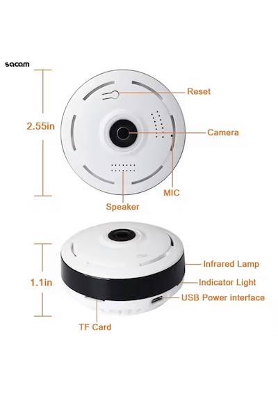 3 Mp Wifi Kablosuz Full Hd Geniş Açı Fish Eye Balık Gözü Kamera