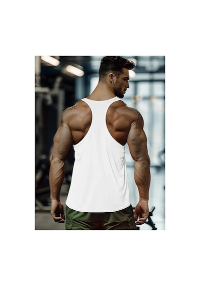 Tarzsokak Gym Tank Top Fitness Sporcu Atleti Lesbenja Beyaz