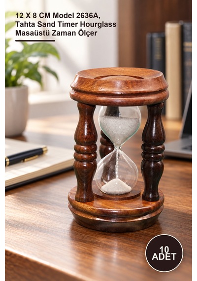 10 Adet Ahşap Kumsaati 12 X 8 Cm Model 2636a, Tahta Sand Timer Hourglass Masaüstü Zaman Ölçer Diğer