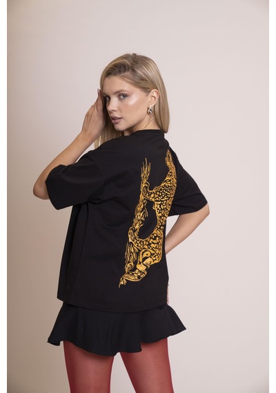 Afloow Muse Oversize Siyah Tişört %100 Pamuk Ön Leopar A Harfi Detaylı, Sırtı Büyük Leopar Baskılı, Rahat Ve Şık Tasarım Unisex Günlük T-shirt Siyah Afloow Muse Oversize Siyah Tişört %100 Pamuk Ön Leopar A Harfi Detaylı, Sırtı Büyük Leopar Baskılı, Rahat Ve Şık Tasarım Unisex Günlük T-shirt Siyah