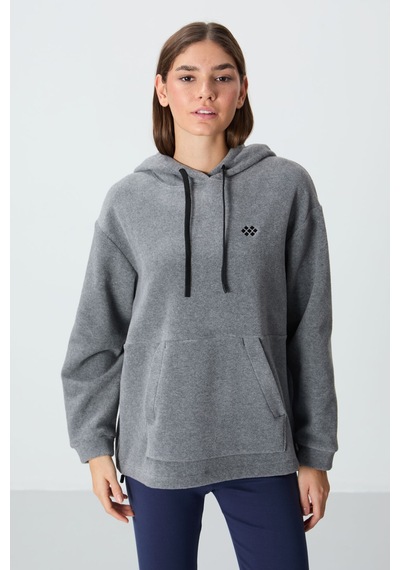 Tommy Life Gri Melanj Kalın Yumuşak Dokulu Kapüşonlu Oversize Nakışlı Polar Kadın Sweatshirt - 97292 Gri Melanj Tommy Life Gri Melanj Kalın Yumuşak Dokulu Kapüşonlu Oversize Nakışlı Polar Kadın Sweatshirt - 97292 Gri Melanj