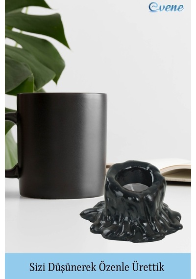 Mumluk Şamdan 3 Adet Tealight Uyumlu Üçlü Küçük Erimiş Mum Model - Siyah