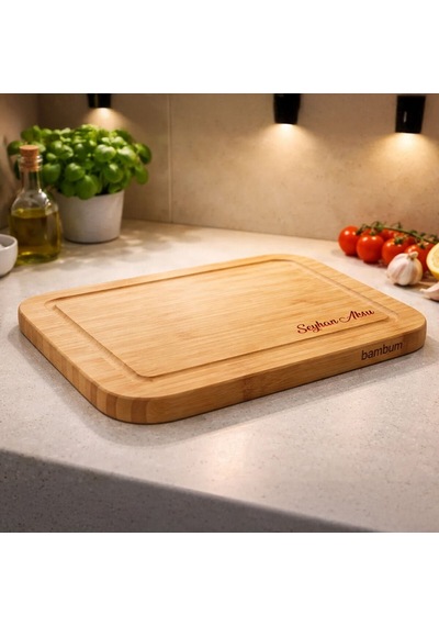 Bk Gift Kişiye Özel Bambum Talau Büyük Boy Bambu Kesme Tahtası 39x30 Cm Doğal Bambu Doğrama Tahtası Kobitmeyencom36697 Bk Gift Çok Renkli