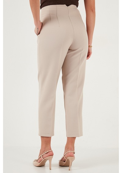 Lela Regular Fit Yüksel Bel Düz Paça Havuç Bayan Pantolon 68350109 Taş