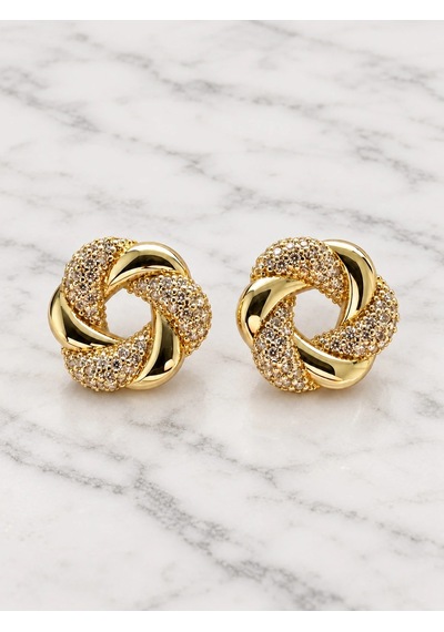 Taşlı Burgu Küpe Gold Renk