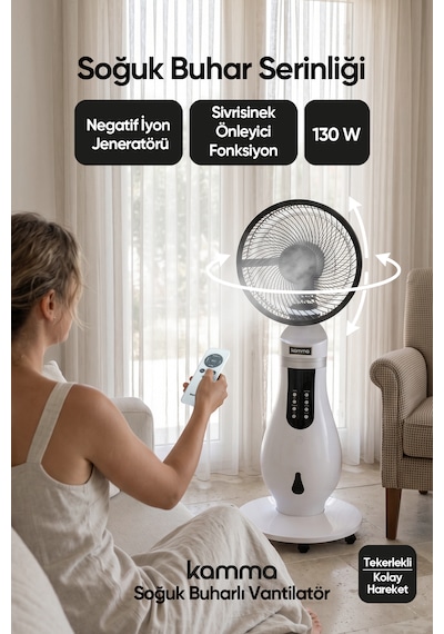 Kmf130 İyonizerli 130w Soğuk Buharlı Vantilatör