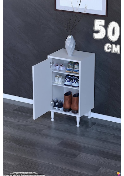 Bulut Ayakkabılık - Kapaklı 2 Raf 3 Bölmeli Dar Alanlar İçin Çok Amaçlı Dolap 50 Cm Beyaz Bulut Ayakkabılık - Kapaklı 2 Raf 3 Bölmeli Dar Alanlar İçin Çok Amaçlı Dolap 50 Cm Beyaz
