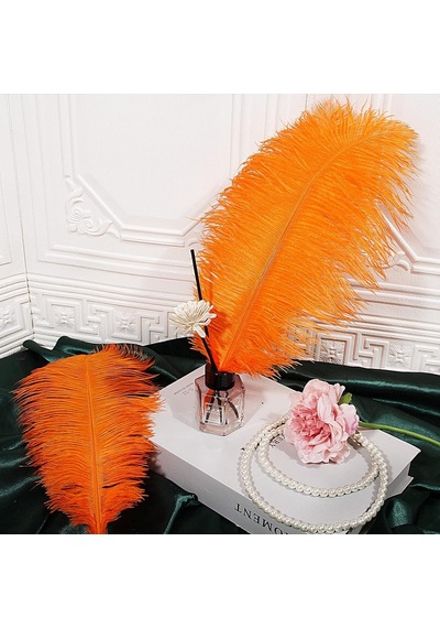 Kuzey Oyuncak 3 Adet Büyük Boy 35 Cm Turuncu Deve Kuşu Tüyü Orange Ostrıch Feather Vıp Dekor Turuncu Kuş Tüyü 5+