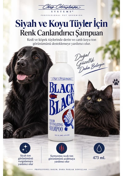 Chris Christensen Black On Black Siyah Ve Koyu Tüyler İçin Kedi Ve Köpek Şampuanı 473 Ml