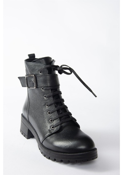 Fox Shoes Siyah Hakiki Deri Kadın Postal Bot N555053303 Siyah