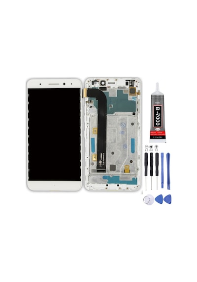 General Mobile Gm5 Plus Uyumlu Lcd Ekran Çıtalı Beyaz + Montaj Kiti