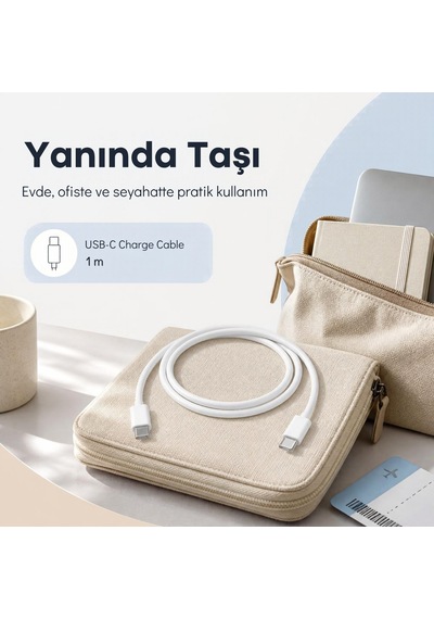 Usb-c To Usb-c Hızlı Şarj Ve Data Kablosu 1 Metre 60w Telefon Tablet Notebook Uyumlu Type-c Kablo