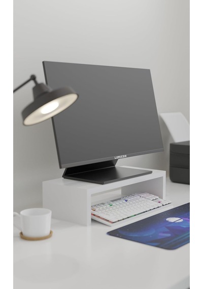 Monitor Standı, Masaüstü Yükseltici Raf, 45x20x11.8 Cm, Beyaz