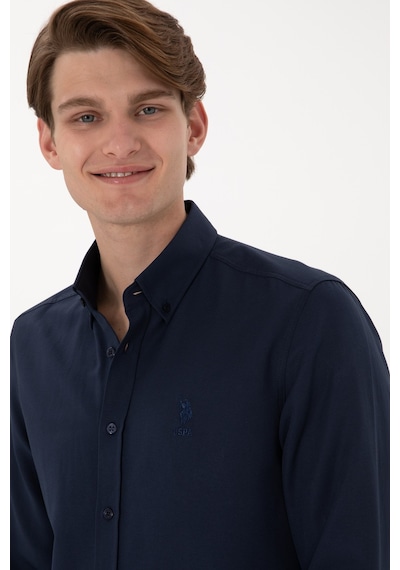 U.S. Polo Assn. Dokuma Uzun Kol Slim Fit Gömlek 2084085 Lacivert