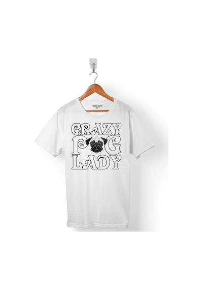 Chubby Dog Crazy Pug Lady Çılgın Köpek Erkek Tişört 001