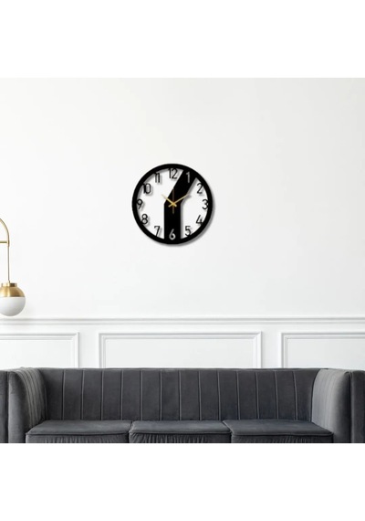 Metal Duvar Saati Siyah Blok Desenli Dekoratif Saat Siyah-52 X 52