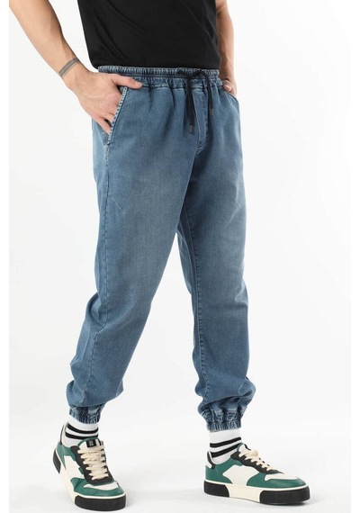 Banny Jeans Erkek Beli Lastikli Jogger Pantolon Mavi