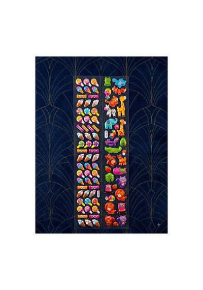 87 Adet Kabartmalı Dondurma Ve Hayvan Figürlü Sticker 2 Sayfa Diğer
