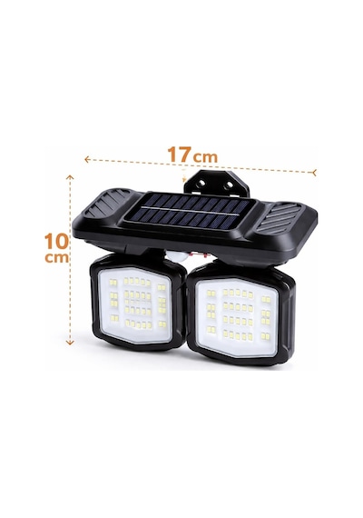 Panter Solar Hareket Sensörlü 72 Smd Beyaz Led Duvar Lambası 800 Lümen, 5w, Çift Başlıklı 120 Ayarlı, Type-c Çok Renkli