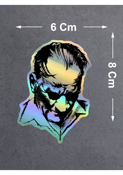 Hologramlı Janjanlı Mustafa Kemal Atatürk Silüet Sticker - Araba Oto Motosiklet Cam Karavan Sticker - 03007 8x6 Cm