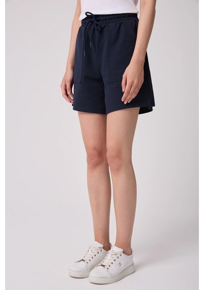 Defys Kadın Beli Lastikli Cepli Regular Fit Şort Lacivert - 695327103 Lacivert