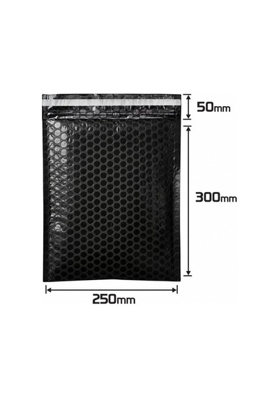 Balonlu Siyah Bantlı Kargo Poşeti 25x30+5 - 25 Adet