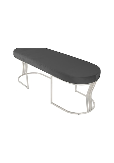 Viego Silver Smooth- Gri Kapitoneli Model Puf & Bench & Koltuk- Oturak-uzun Makyaj Puff-yatak Odası Ucu &önü