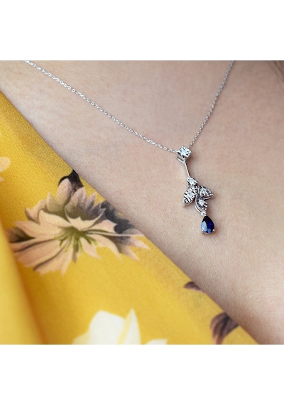 0.62 Ct. Safir Pırlanta Kolye