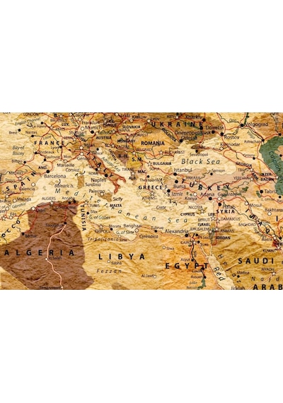 Eskitme Tarz Dünya Haritası Duvar Kağıdı (397463344)