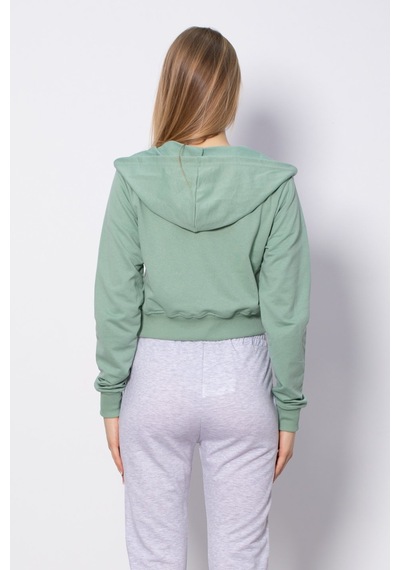 Barrels And Oil Kapüşonlu Kısa Sweatshirt - Çağla-Çağla Yeşil