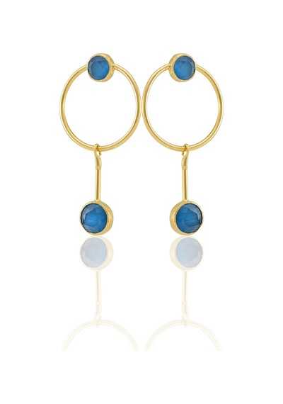 Kadir Jewellery 22 Ayar Altın Kaplama Kadın Sallantılı Küpe -el İşçiliği Ve Hipoalerjenik Küpe Koyu Mavi 70544297