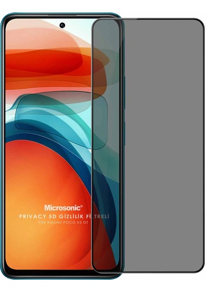Microsonic Xiaomi Poco X3 Gt Privacy 5d Gizlilik Filtreli Cam Ekran Koruyucu Siyah
