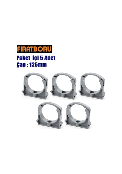 Fırat Pvc Atık Su Kelepçe 125mm , Pvc Boru Kelepçesi, 5 Adet Standart