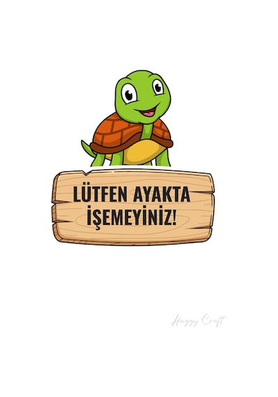 "lütfen Ayakta İşemeyiniz" Kaplumbağa Temalı Su Geçirmez Sticker Standart