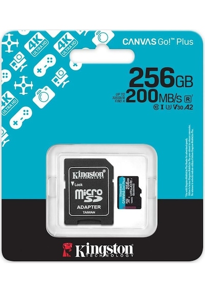 Kingston Sdcg4/256gb 256gb Microsdxc Canvas Go Plus Gen4 200mb/s A2 U3 V30 Card Drone