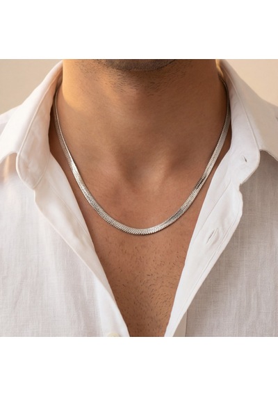 Ferizz Ferizz 316L Çelik 4 Mm Italyan Yassı Unisex Zincir Kolye Zn-217 Çok Renkli